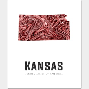 Kansas state map abstract brown Posters and Art